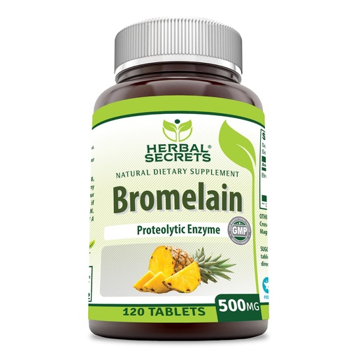 [BRSRMBILPIDQ43Y7] Herbal Secrets Bromelain Supplement 500 Mg Tablets Supplement | Non-GMO | Gluten Free | Made in USA (120 Count)