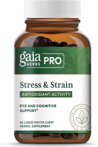 [BRSWIYQYDJYWA3LI] Gaia Herbs Pro Stress & Strain - Eye Health Support - Features Astaxanthin, Lutein, Grape Seed & More - Vegan, Gluten-Free & Dairy-Free - 60 Liquid Phyto-Caps (60 Servings)