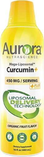 [BRSWGCQ5CEFAEALL] Aurora Nutrascience Mega-Liposomal Curcumin+ Vitamin C with CurcuVail, Supports Healthy Joints, Muscles, GI Tract, and Brain Function, Organic, Non-GMO, 32 Servings, 16 fl oz