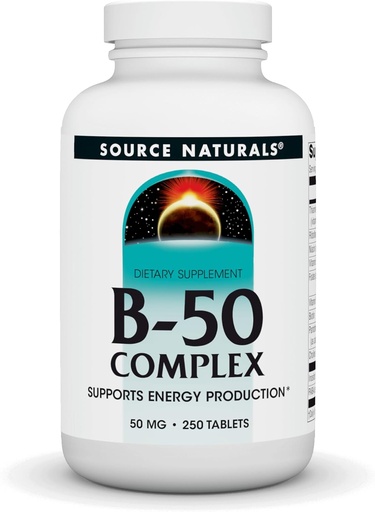 [BRSWIYQOAUNACFLY] Avots Naturals B-50 Complex 50 mg B-vitamīni enerģijas ražošanas atbalstam - 250 tabletes