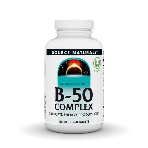 [BRSWIYQOAUNACFLY] Source Naturals B-50 Complex, Supports Energy Production* - 50 mg - 250 Tablets