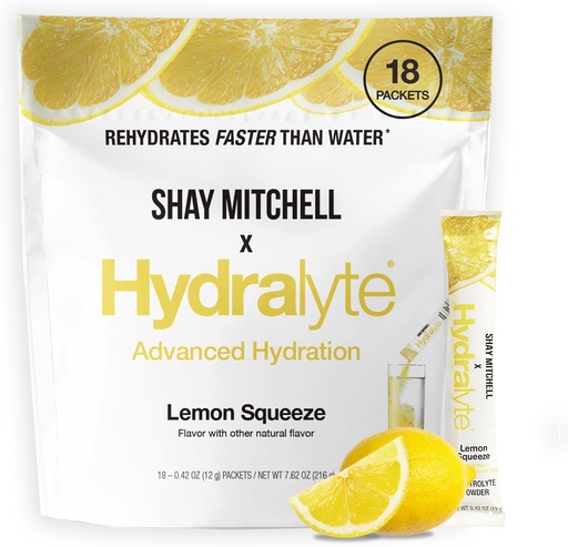 [BRSRMHD3AV7B4HLO] Hydralyte Shay Mitchell Baixa Sugar Rapid Rehidració - Spardlelyte Electrolyte Groups Powder, Llimon Squeze Squeze  Yesencial - Workout depend - Recovery Powder (18 Count)