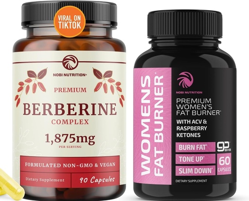 [BRSRAHQ6CQIAM23Z] Berberine Complex Supplement plus Fat Burner for Women | Weight Loss & Sugar Support with Raspberry Ketones | Appetite Suppressant, Metabolism Booster, and Belly Fat Reducer | 1 Month Supply