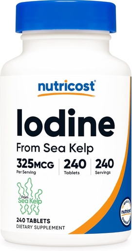 [BRSW2ZLYCQMAMFDF] Iodin nutricost (Natural Iodin from Sea Kelp) 325mcg, 240 Tablet - Non-GMO, Gluten Free
