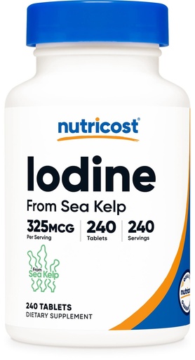 [BRSW2ZLYCQMAMFDF] Nutricost Iodine (Natural Iodine from Sea Kelp) 325mcg, 240 Tablets - Non-GMO, Gluten Free
