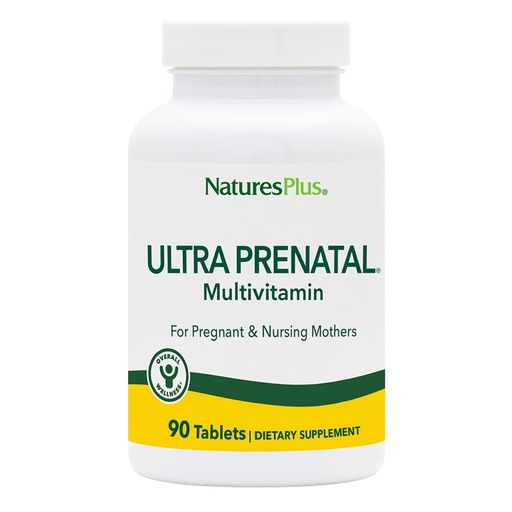 [BRSWIYACOUEGGHDK] NaturesPlus Ultra Prenatal Multivitamin - 800 mcg Folate, 90 Vegetarian Tablets - Prenatal Supplement with Iron, Iodine, Calcium & B-Complex Vitamins - Gluten-Free - 45 Servings