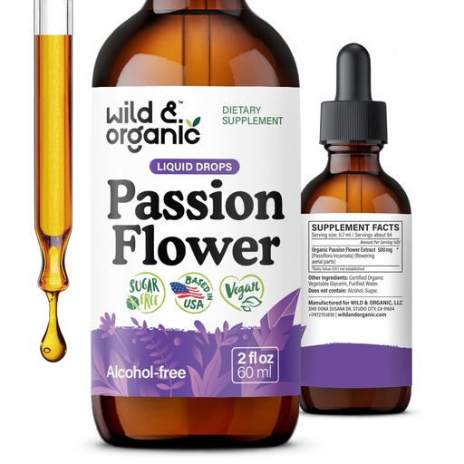 [BRSROY34DIBQA3T3] Wild & Organic Passionflower Tincture - Relaxing Passion Flower Drops for Women - Liquid Passiflora Incarnata Herb - Vegan, Sugar & Alcohol-Free Extract Supplement - 2 fl oz