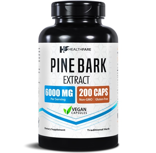 [BRSRMZLRPJ6BSFA2] Healthfare Pine Bark Extract French Maritime | 200 Vegan Capsules | Standardized 95% OPC Proanthocyanidins | Antioxidant Herbal Supplement | Non-GMO, Gluten-Free | Made in USA