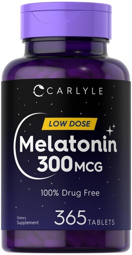 [BRSW2FD2C4CBAELU] Carlyle Melatonin 300 mcg | 365 Tablets | Low Dose | Vegetarian, Non-GMO, Gluten Free