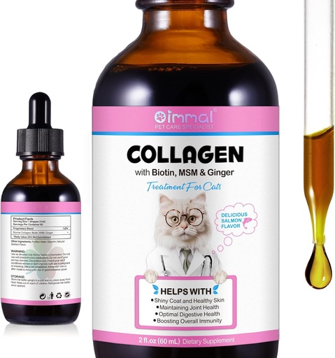 [BRSRAGA2BYFWGE3H] Flydende kollagen til katte Hud og Coat supplement til katte Collagen til katte Support Itch Relief, fælles sundhed kat kollagen Drop med allergier, bovin kollagen, C-vitamin, biotin, MSM 2 fl.oz