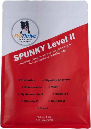 [BRSWIGYFOR4Q43I5] Spunky Level II Hip and Joint Supplement for Dogs, Glucosamine For Dogs With MSM, Dog Vitamins and Supplements Helps Digestion, Dog Joint Supplement - 4LB