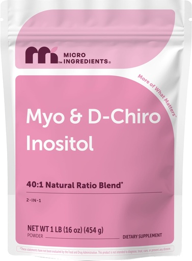 [BRSRAFI3ARYWA33B] Micro Ingredients Myo-Inositol & D-Chiro Inositol Powder 1lb, 221 Servings | 40:1 Ideal Ratio Inositol Supplement for Women* | Support Hormonal Balance & Ovarian Health* | Non-GMO, Vegan, Filler-Free
