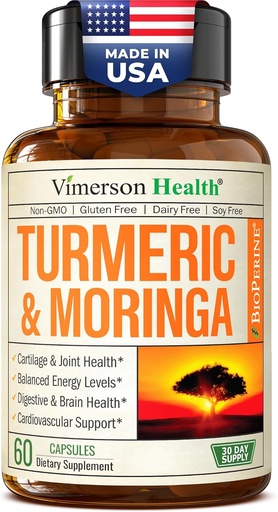 [BRSWGFQBDENQG3L4] Moringa + Turmeric Curcumin 联合健康、Gut健康、能源和免疫支持补充剂 - 总健康公式 - Tummeric Curcumin with Black Pepper & Moringa Pure Capsules - 60 counts