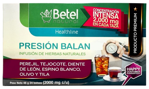 [BRSRMZIQCUNQID3Z] PresionBalan Tea by Betel Natural - Healthy Support for Pressure - 24 Tea Bags