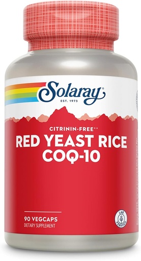 [BRSWIYQ5BYAQCCTU] SOLARAY Red Yeast Rice Plus CoQ-10 & No-Flush Niacin Vitamin B-3, Healthy Heart & Cardiovascular Support, Non-Irradiated & Citrinin Free, 60 Day Money Back Guarantee, 90 Servings, 90 VegCaps