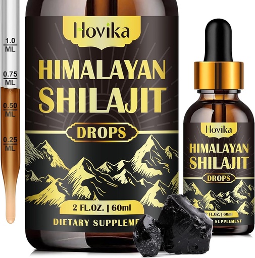 [BRSROGIZPICAAEQ3] Pure Shilajit Resin Supplement, Shilajit Liquid Drops 600mg Golden Shilajit with Fulvic Acid & 85+ Trace Minerals, Organic Ayurvedic Blend for Energy, Strength, Immunity Support, 2 Fl Oz