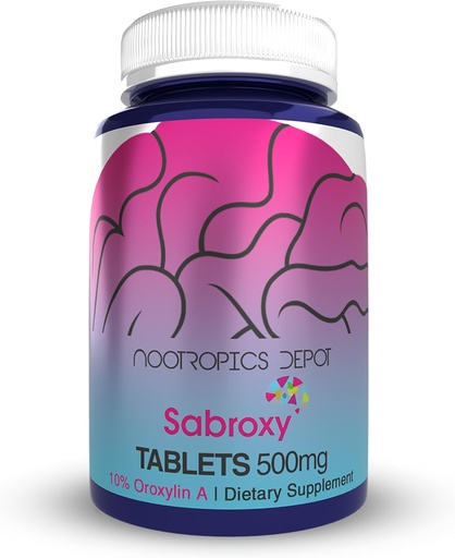 [BRSW2HYQAQHB43DJ] Nootropics Depot Sabroxy® Tablets | 500mg | 30 Count | Minimum 10% Oroxylin-A | Oroxylum indicum | May Help Promote Focus & Motivation | May Help Promote Cognitive Function