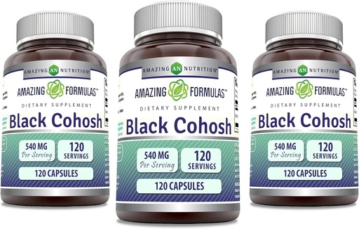 [BRSROGI2PJ7BOF3A] Amazing Formulas Black Cohosh 540mg 120 Capsule Supplement | Non-GMO | Gluten Free | Made in USA (3 Pack)