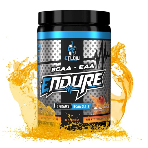 [BRSW2EIFCMJRYHY3] eFlow Nutrition Endure BCAA Plus EAA - Essential Amino Acids Electrolyte Powder Intra Workout - Improve Energy, Recovery and Performance - Mango Madness (30 Servings)