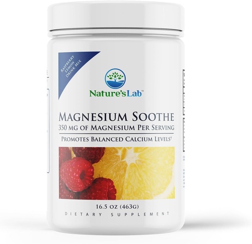 [BRSWIAY2CN7GE332] Nature's Lab Magnesium Soothe Powder 350mg - Promotes Balanced Calcium Levels, Muscle & Nerve Function, Energy Production, and Overall Cardiovascular Health - 16.9 oz (100 Servings)