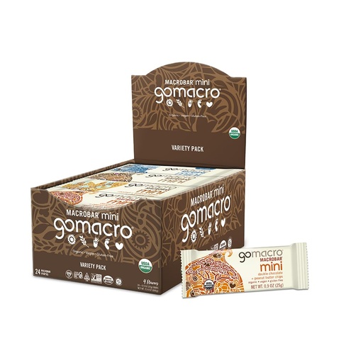 [BRSWGBAOBN7BEFIU] GoMacro MacroBar Mini Organic Vegan Protein Bars, Variety Pack, 0.9 Oz, 24 Count