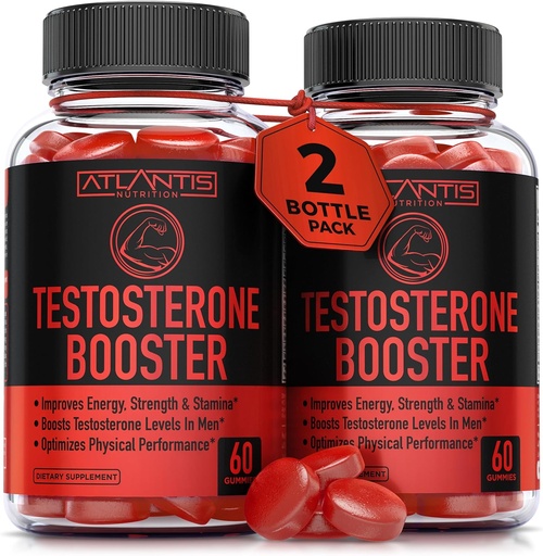[BRSROEACDMNQE2T7] Atlantis Nutrition Testosteron Booster Gummies For Mænd - Forbedrer styrke & Stamina - Optimerer ydeevne & Male Enhancement - Made With Tribulus, Horny Geat Weed, Maca Root Medical 124; 2-Pack (120 Gummies)