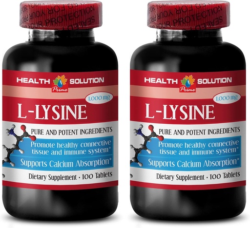 [BRSWKGTQOQJW2CD4] L-lysine 1000 mg Tablets - L-LYSINE 1000MG - Promote Healthy Skin - l-lysine Tablets - l-lysine 1000mg Tablets - l-lysine Supplement - l-lysine Ointment - lysine 1000mg Tablets, 2 Bottles 200 Tabs