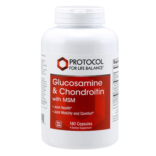 [BRSWIYIZCIMRCHLI] PROTOCOL FOR LIFE BALANCE Glucosamine & Chondroitin with MSM - Joint Support* - Chondroitin MSM Supplement - Non-GMO & Dairy Free - 180 Veg Caps
