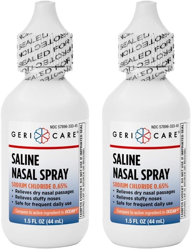 [BRSROAAECBYQIA3U] GeriCare Saline Спрей за нос 1.5 FL OZ Овлажняващ спрей Натриев хлорид 0.65% (пакет от 2)