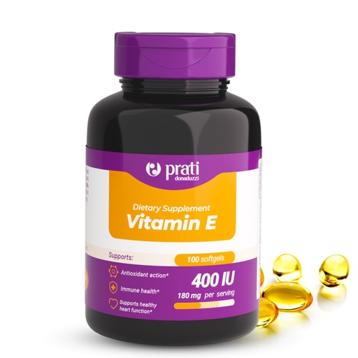 [BRSRAGIYAEBRM2D7] Prati Donaduzzi Vitamin E 100 Softgels 400 IU (180 mg dl-Alpha) – Supplement for Support Against Free Radicals – Daily Wellness Formula