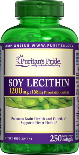 [BRSWIZQ3OV6RSELM] Puritan's Pride Soy Lecithin 1200 mg 250 Rapid Release softgels