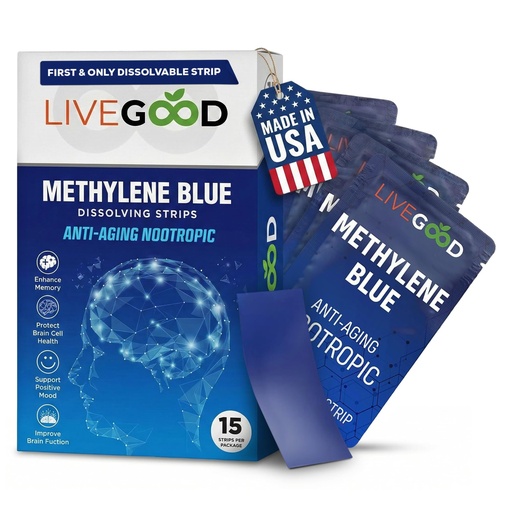 [BRSROCAHCMORUE33] Methylene Blue Supplement for Mental Clarity and Memory – High Purity Pharmaceutical Grade Methylene Blue Strips – Fast-Acting Nootropic Brain Support – Mint Flavor, 15 Count (20mg per Strip)