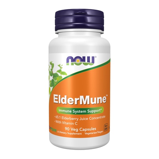 [BRSWY2QOOQNQMC3A] NOW Foods Supplements, ElderMune 65:1 Elderberry Juice Concentrate With Vitamin C, Immune System Support, 90 Veg Capsules