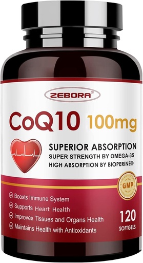 [BRSW2AL3CUHQ4ADU] CoQ10-100mg-softGells with PQ, BioPerine & Oเมก้า-3, Cenzyme Q10 Supplement for High-Absorpoption, absociented, รองรับหัวใจและพลังงาน