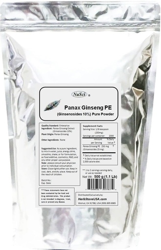 [BRSWIGLQCABW2DYZ] Panax Ginseng Extract Powder, Standardized 10% Ginsenosides, Energy & Vitality (500 Grams (1.1 lb))