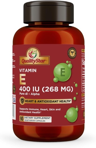 [BRSROEL4CAHWMH3F] Vitamin E Capsules for Immune, Heart, Skin, & Antioxidant Health - 100% Vegan Once Daily Capsules 90 Capsules of 400 IU (268 mg)
