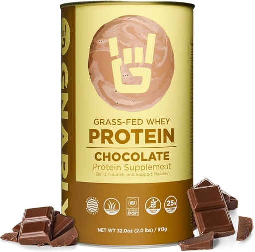 [BRSWIEL2BQDBQ3TC] Gnarly Nutrition Chocolate Protein Powder – NSF Sport Certified – 25g Protein, Muscle Repair – Grass Fed Whey Powder, Smooth Taste – Chocolate, 32 oz