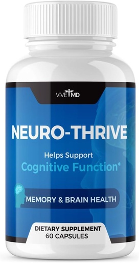 [BRSROAL3BYIGY3Q4] VIVE MD Neuro Thrive Brain Supplement - Oficjalna formuła - Neuro Thrive PQQ, Neuro Thrive - Ekstrakt z Ginkgo Biloba, ekstrakt z Ginsengu Syberyjskiego - (60 kapsułek)