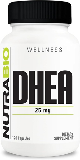 [BRSROGAECNYQ4HT7] Suplemento NutraBio DHEA para homes e mulleres- DHEA (25 mg) 120 cápsulas
