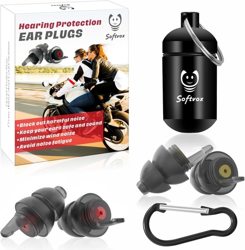 [BRSWYFANBN4AYETB] Plugs para moto para reducción de ruido de viento - 2 Parejas - 25dB - Accesorios de moto - Reutilizable Moto Earplugs, Protección de Audición Confortable para Motorbike, Touring, Racing, Montaje
