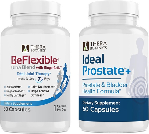 [BRSW2YYECMOQO2TZ] Therabotanics BeFlexible Ultra Joint Support Supplement and Ideal Prostate Powerful Prostate Supplement for Men Bundle