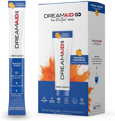 [BRSW2YL5BYNRSE3K] Sleep Aid Drink Mix, DreamAid, Melatonin, Chamomile - Helps Adults Fall Asleep Faster, Sleep Longer and Wake up Feeling Rejuvenated, Zero Sugar & Keto Friendly, 14 Servings (Pack of 1)