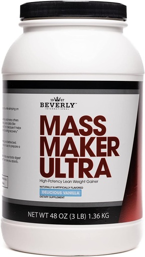 [BRSWIY32BQPROGAZ] Beverly International Mass Maker Ultra Vanilla, 14 Służenia, 3lb. Build Lean Mass Like a Pro. Milk Protein Isolate, Whey Protein Isolate + Egg. MCT Oil. Czyste węglowodany, Wielki smak