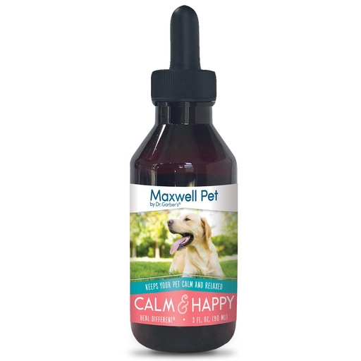[BRSWGFACOAHAYF3D] Maxwell Pet by Dr. Garber's - Calm & Happy | Safe, All Natural, Gemmotherapy Remedy for Canine Use | Stress & Anxiety Relief for Your Dog; Provides Soothing, Calming Effect | 3 fl oz