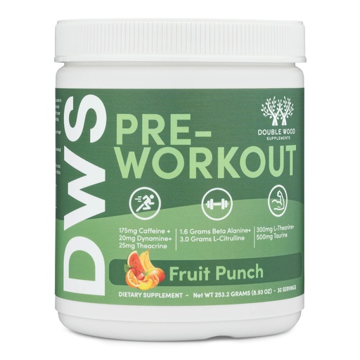 [BRSROAYCBAHRS3DO] Pre Workout Powder for Men & Women (30 Servings of Caffeine, Beta Alanine, L-Citrulline, Dynamine, L-Theanine, Taurine, Theacrine, & More) Preworkout Powder with Scoop by Double Wood (Fruit Punch)