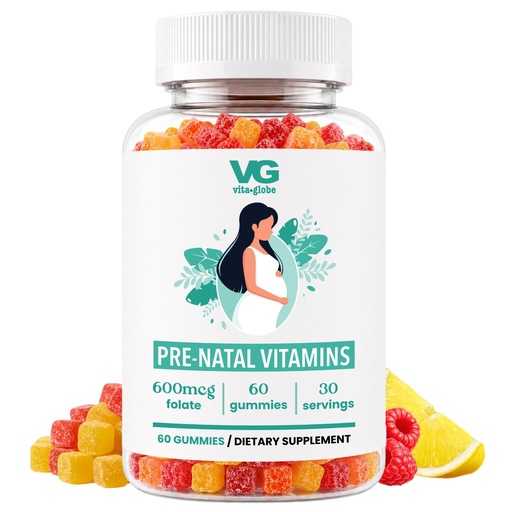 [BRSW2A35DICQIGY6] VITA Globe Prenatal Fish Oil Gummy Vitamins – 60 Count, Non-GMO Women’s Multivitamin with DHA, Folate, Vitamin D3, B12, Biotin & Iodine, Supports Healthy Fetal Growth, Brain & Immune Development
