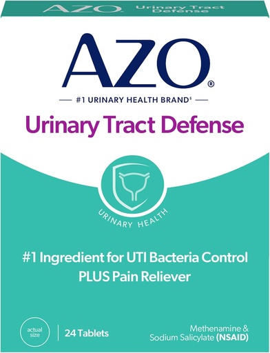 [BRSWKELRAENWY3LC] AZO Urinary Tract Defensa Antibacterial Protection, FSA/HSA Eligible, UTI bat kontrolatzen laguntzen du mediku bat ikusi arte, 1. zenbakian, Urinary Health Brand fidagarriena, 24 kondea (1eko paketea)