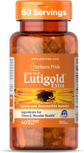 [BRSWIEDRDMGGMGY3] Puritánska pýcha Premium Zdravé oči LutigoldTM Extra Lutein s Meso-Zeaxantínom a Zeaxantínom pre mužov a ženy, Vision Health Support, 2 mesiace dodávky, 60 Easy-to-Swallow Rýchle uvoľnenie Softgels