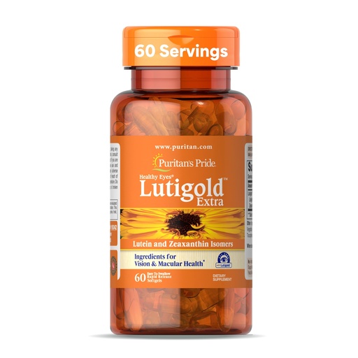 [BRSWIEDRDMGGMGY3] Puritan's Pride Premium Healthy Eyes Lutigold™ Extra Lutein with Meso-Zeaxanthin and Zeaxanthin for Men and Women, Vision Health Support, 2 Month Supply, 60 Easy-to-Swallow Rapid Release Softgels