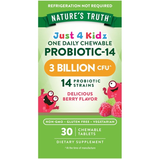 [BRSWICQBBAFQE3D6] Nature's Truth Probiotics for Kids | 30 Chewable Tablets | 3 Billion CFUs | Berry Flavor | Vegetarian, Non-GMO & Gluten Free Supplement